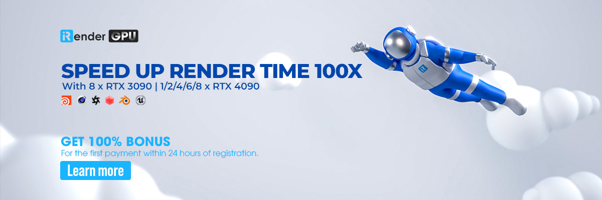 iRender - Get 100% bonus for the first payment within 24 hours of registration